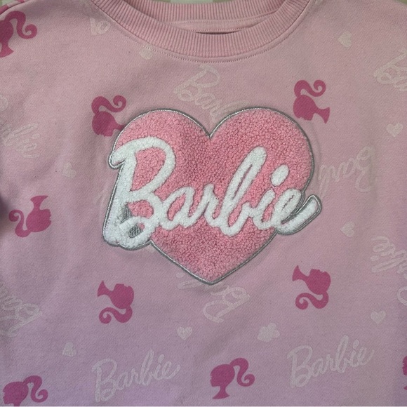 Barbie Pink Girls Kids Sweatshirt Size 6 Cotton Blend Heart Y2K Style Comfy - Picture 2 of 5